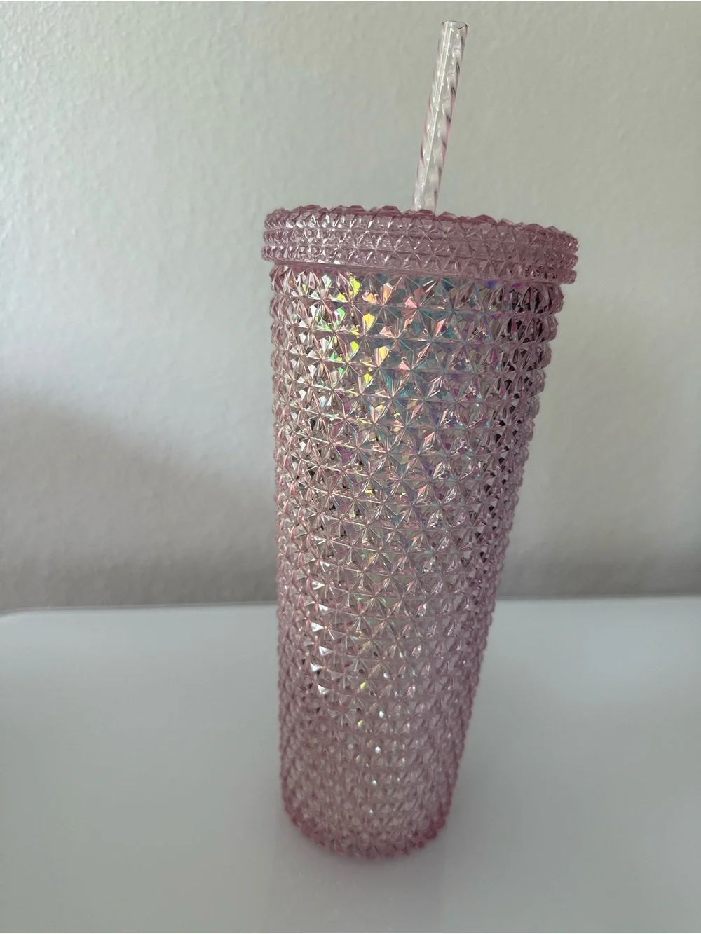 Mainstays 26 oz Tumbler textured pink iridescent, new with tag.